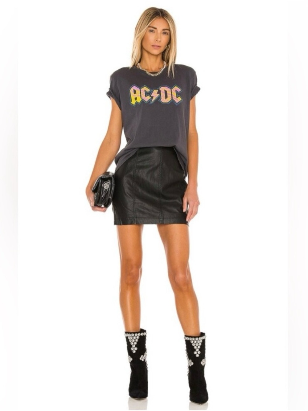 Free People Modern Femme Vegan/Faux Leather Mini Skirt
